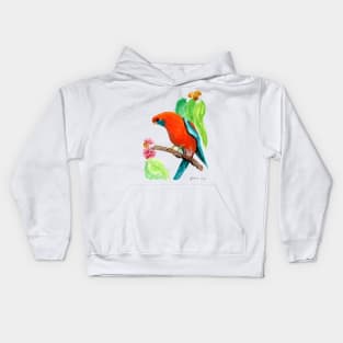 Crimson Rosella in the Gum Tree Gouache Painting Kids Hoodie